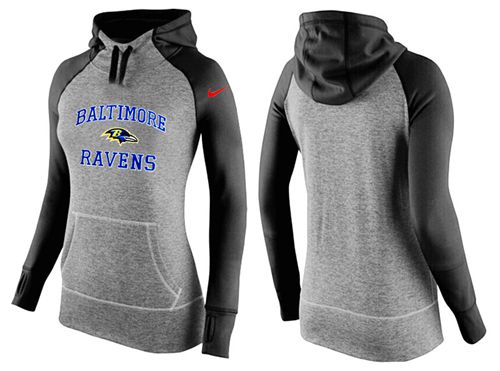 Women's Nike Baltimore Ravens Performance Hoodie Grey & Black_1 - Click Image to Close